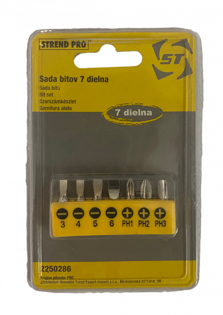Screwdriver Bit conjunto 7 un. – PLO-3-4-5-6, PH – 1-2-3
