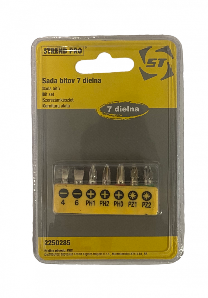 Screwdriver Bit conjunto 7 un. – PLO-4-6, PH-1-2-3, PZ – 1-2