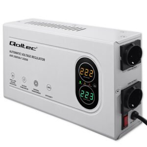 Estabilizador de Tensão Automático Qoltec AVR 2000VA | 1200W | Compacto | Transformador Toroidal